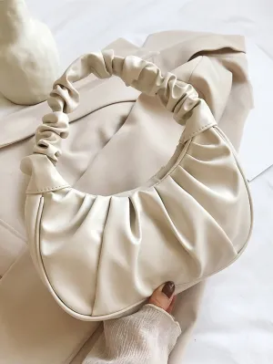 Cloud Pleated Solid Color One-Shoulder Bag