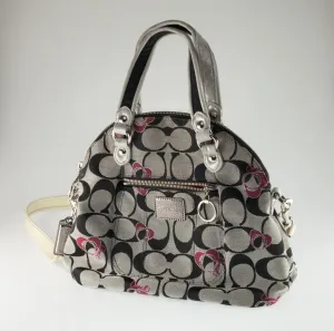 Coach CC Canvas Poppy Signature Red Hearts Medium Tote Bag