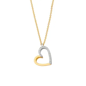 Collier coeur - Or Jaune et Blanc , Diamants (035889A)