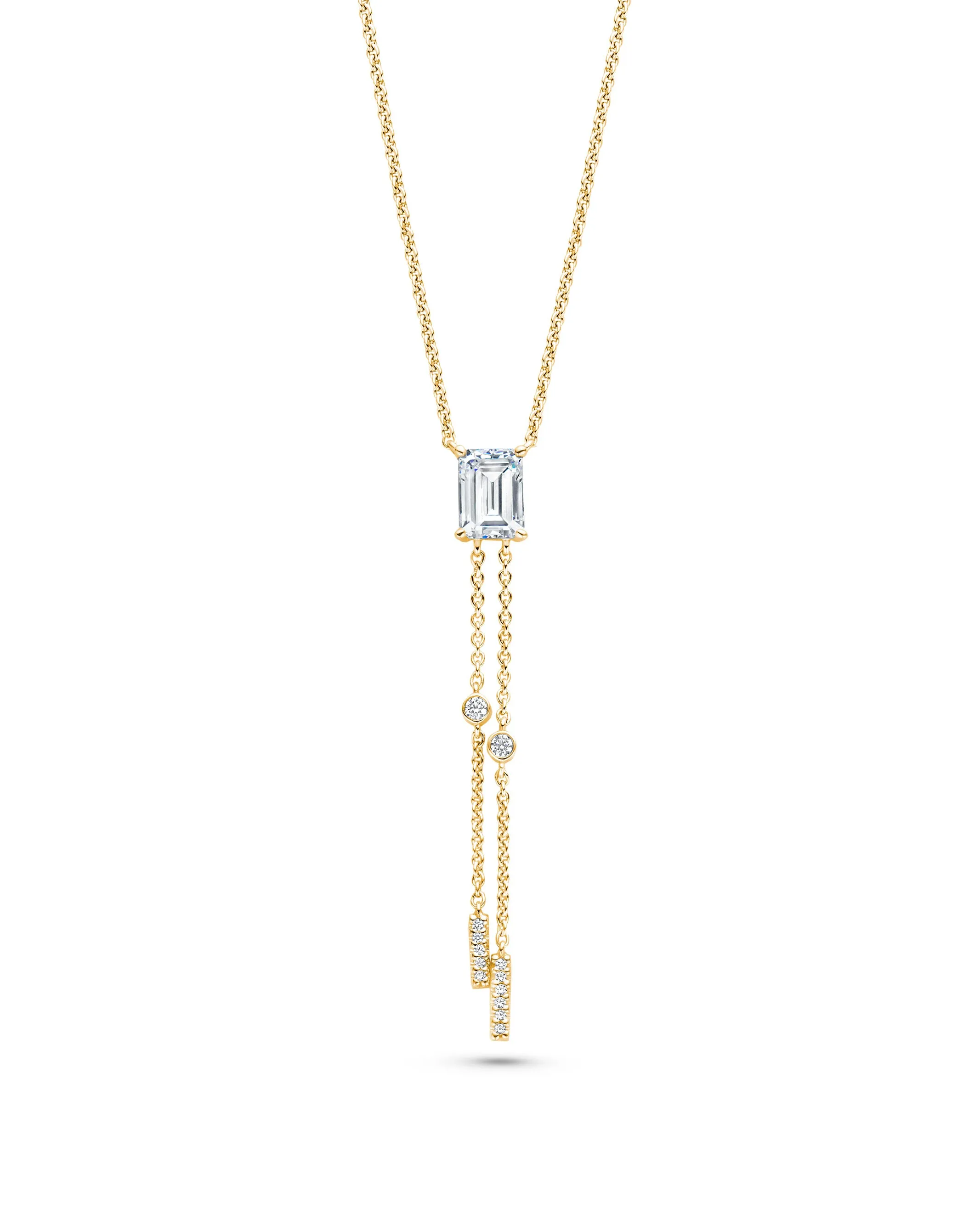 Collier FJF - Icon Octagon Ypsilon, Plaqué or et Zircons (FJF0010025Y)