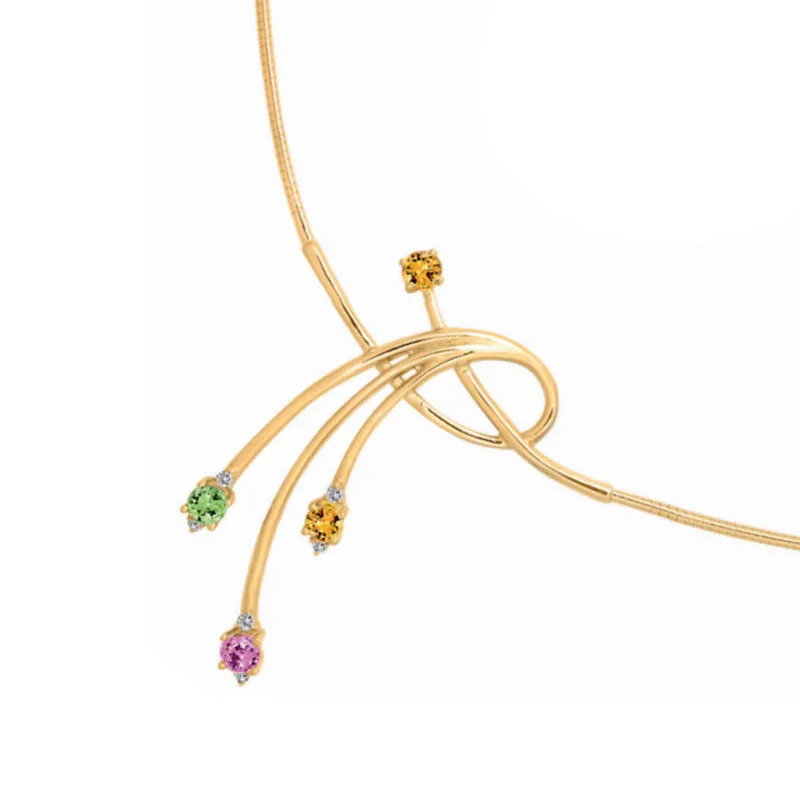 Collier Garel Baia - Or Jaune, Saphirs Multicolores et Diamants (45ZB06VJ)