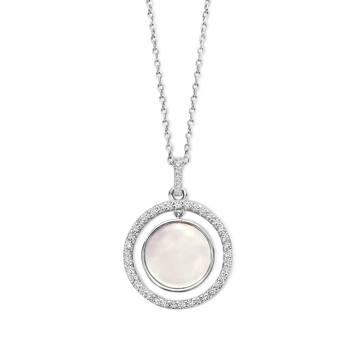 Collier Naiomy - Argent et zircons, nacre (N2Y66)