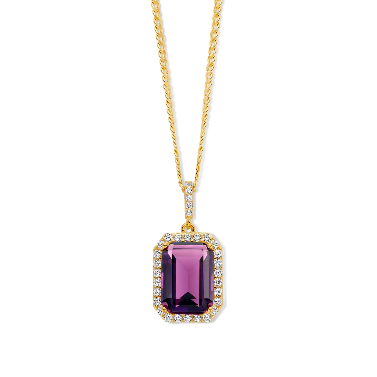 Collier Naiomy - Argent, plaqué or et zircons mauve (N4F52)
