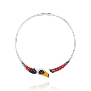 Collier Torque UNASTORIA - Toucan, Argent et Zircons (CL12144)