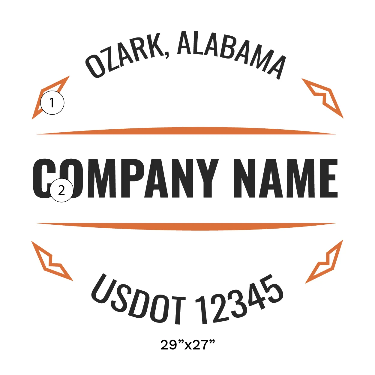 Company Name Truck Door Decal (USDOT), 2 Pack