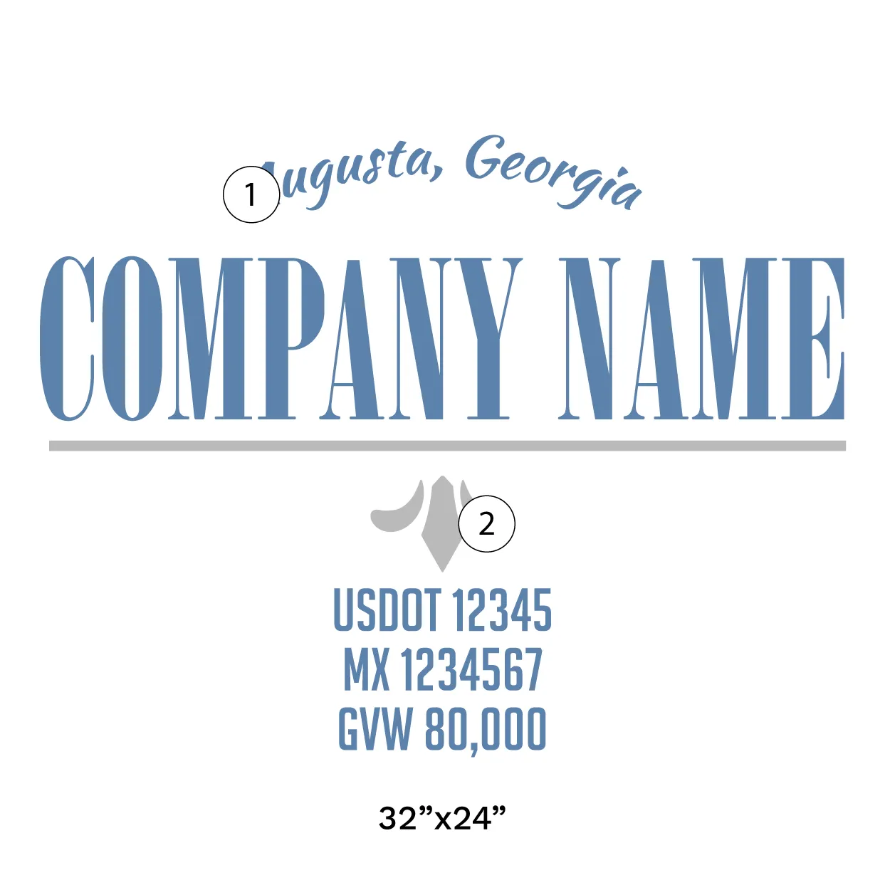 Company Name Truck Door Decal (USDOT), 2 Pack