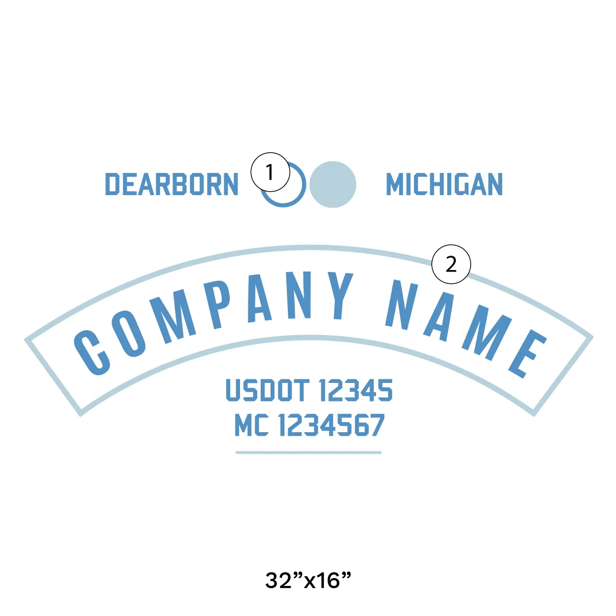 Company Name Truck Door Decal (USDOT), 2 Pack