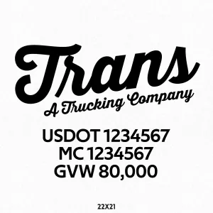 Company Truck Door Lettering With US DOT, MC & GVW Decal Sticker, 2 Pack