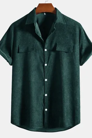 Corduroy Short Sleeve Button Up Shirt