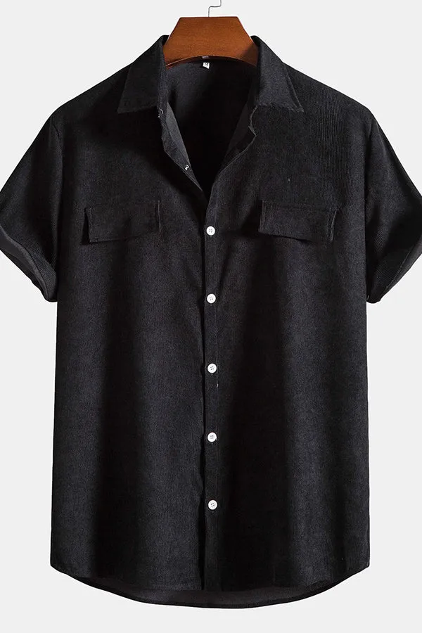 Corduroy Short Sleeve Button Up Shirt
