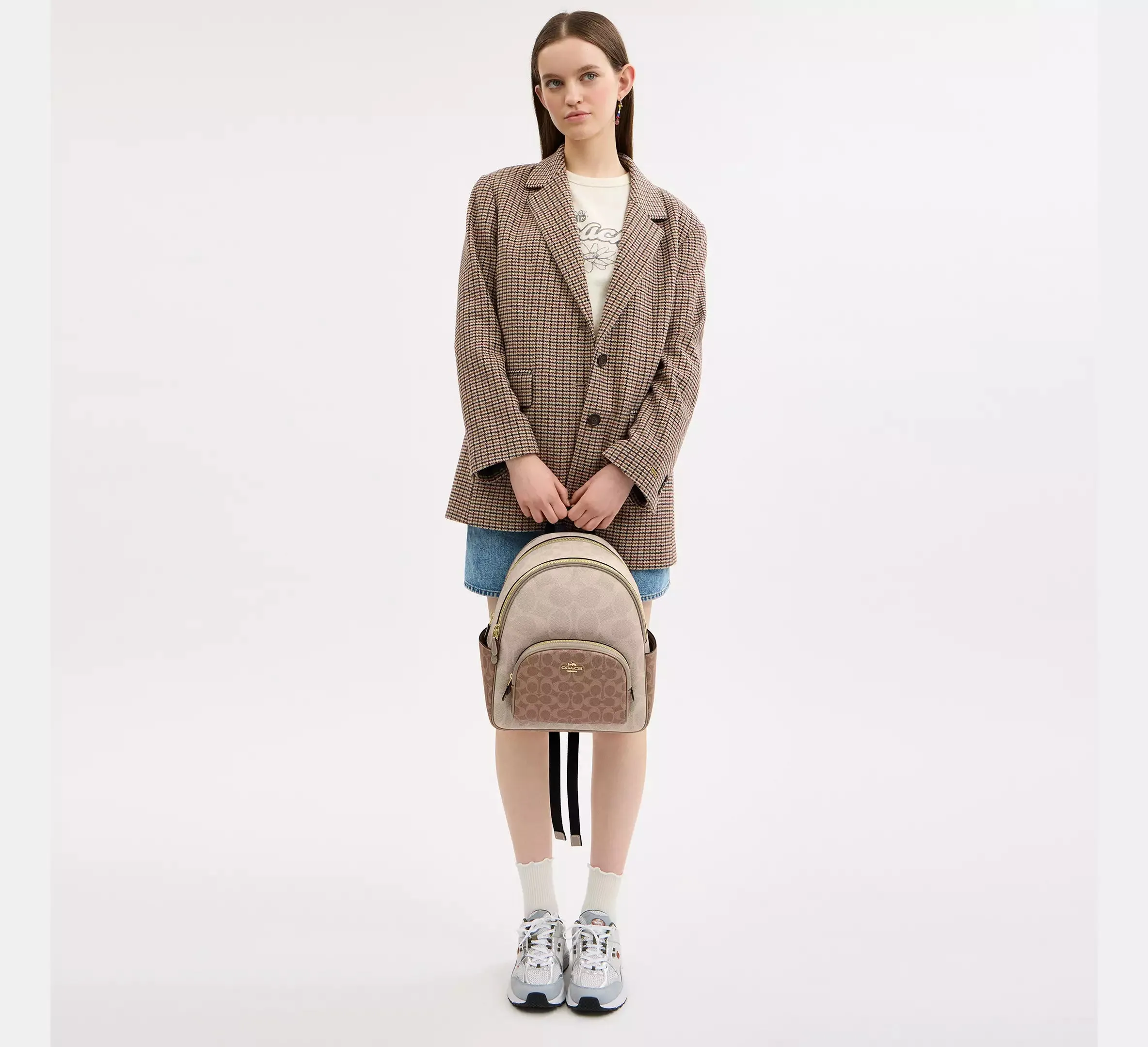 Court Backpack In Blocked Signature Canvas
