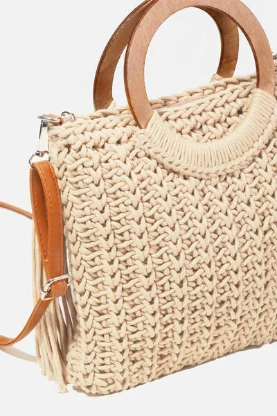 Crochet Knit Convertible Tote Bag [2 Colors]