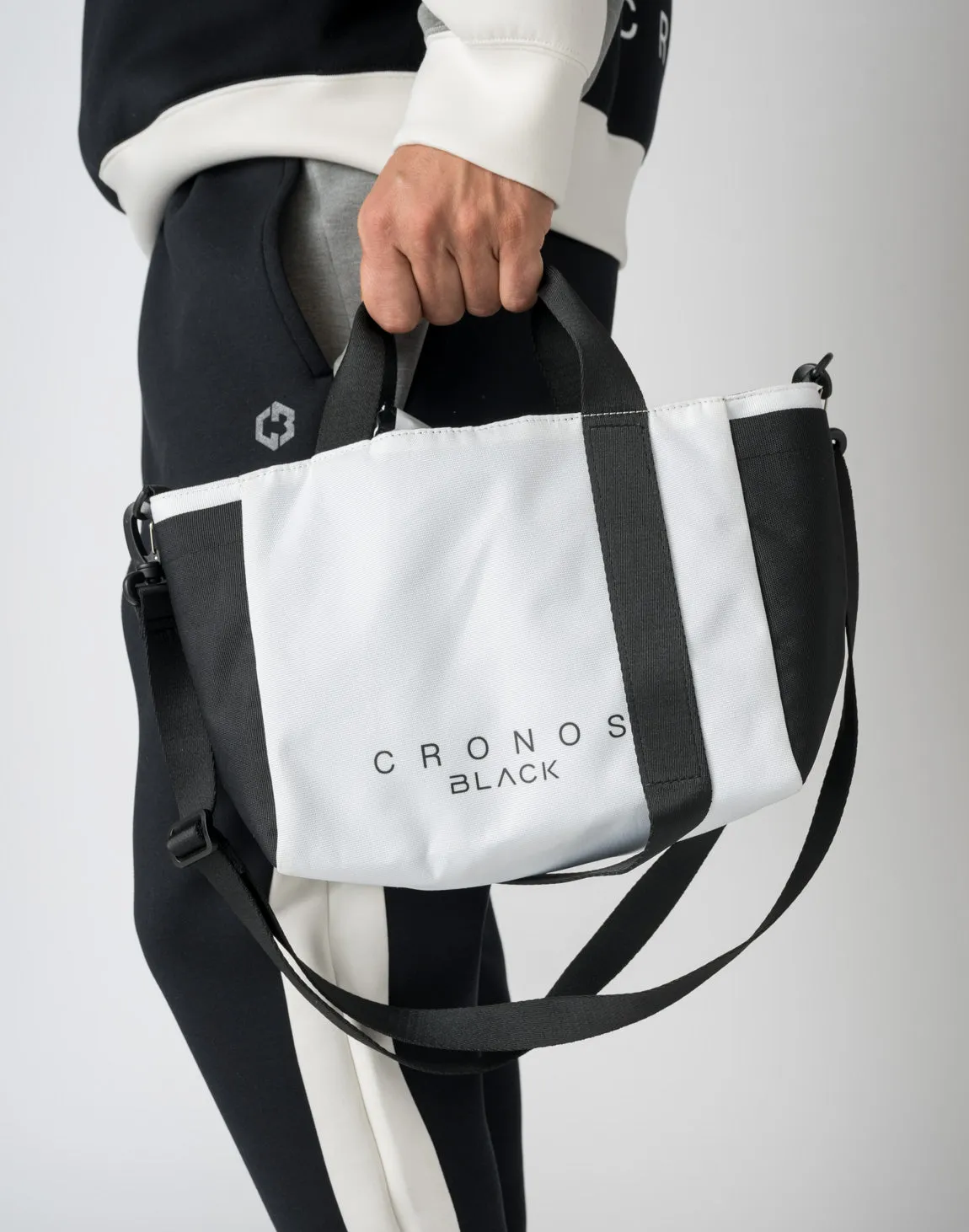 CRONOS BLACK TOTE BAG【BLACK×WHITE】
