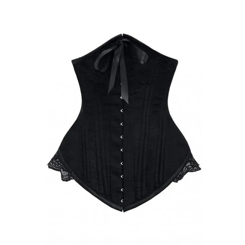 Curran Black Underbust With Black Bow And Lace Detail