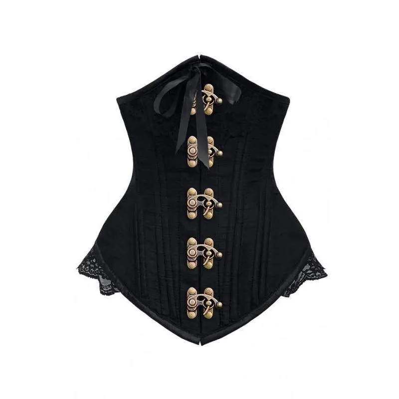 Curran Black Underbust With Black Bow And Lace Detail