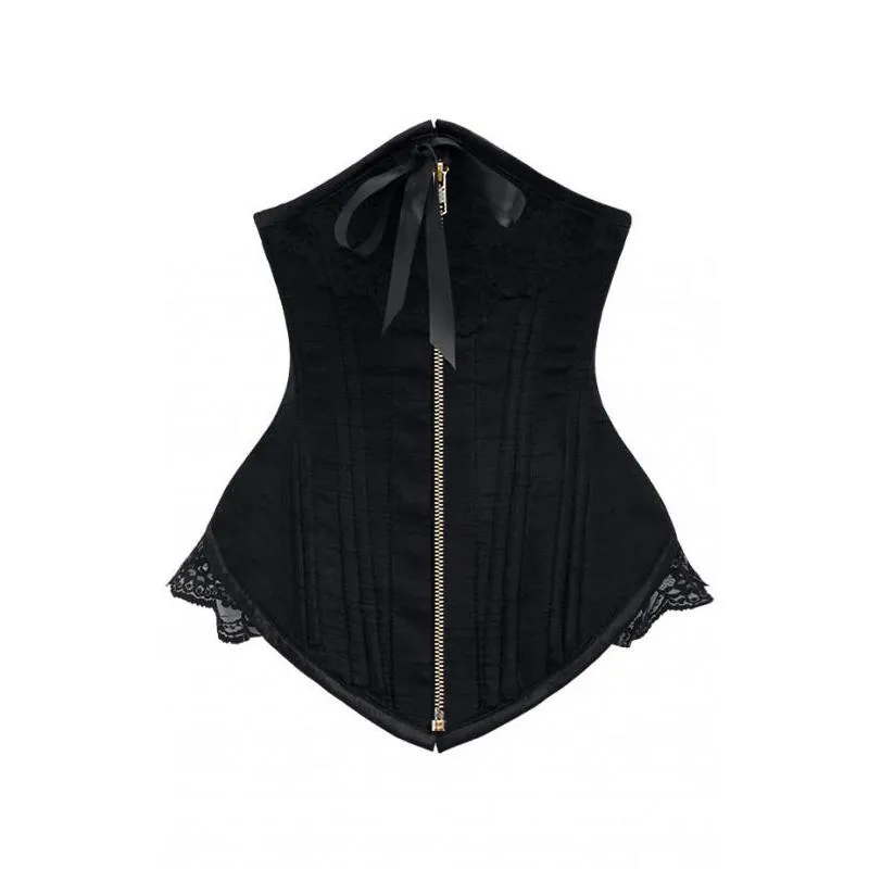 Curran Black Underbust With Black Bow And Lace Detail