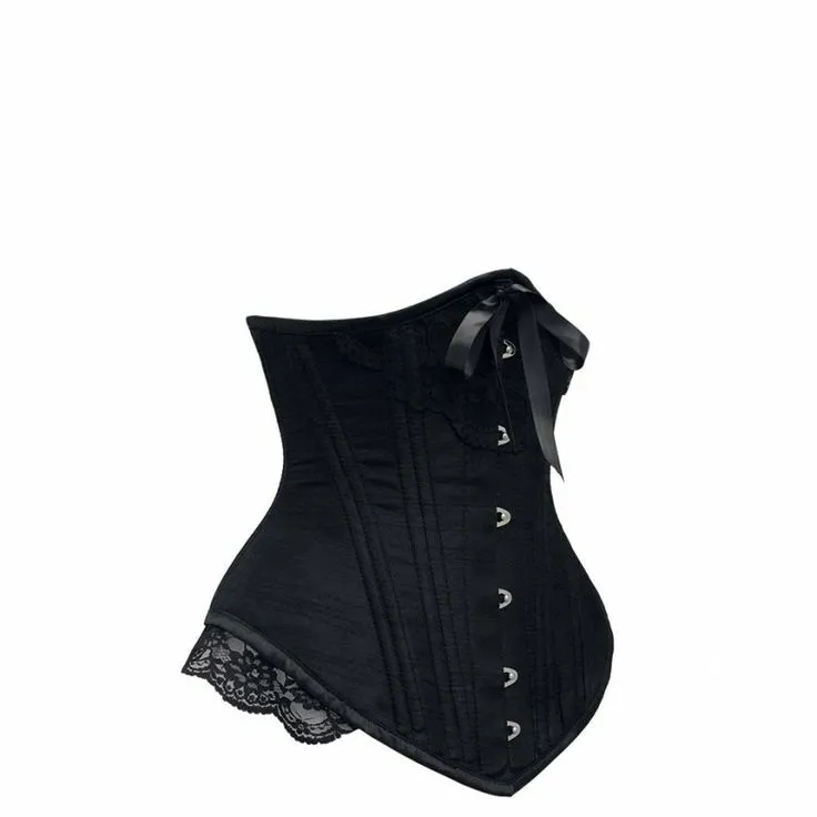 Curran Black Underbust With Black Bow And Lace Detail