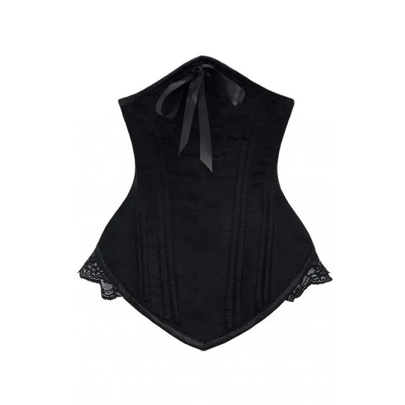 Curran Black Underbust With Black Bow And Lace Detail