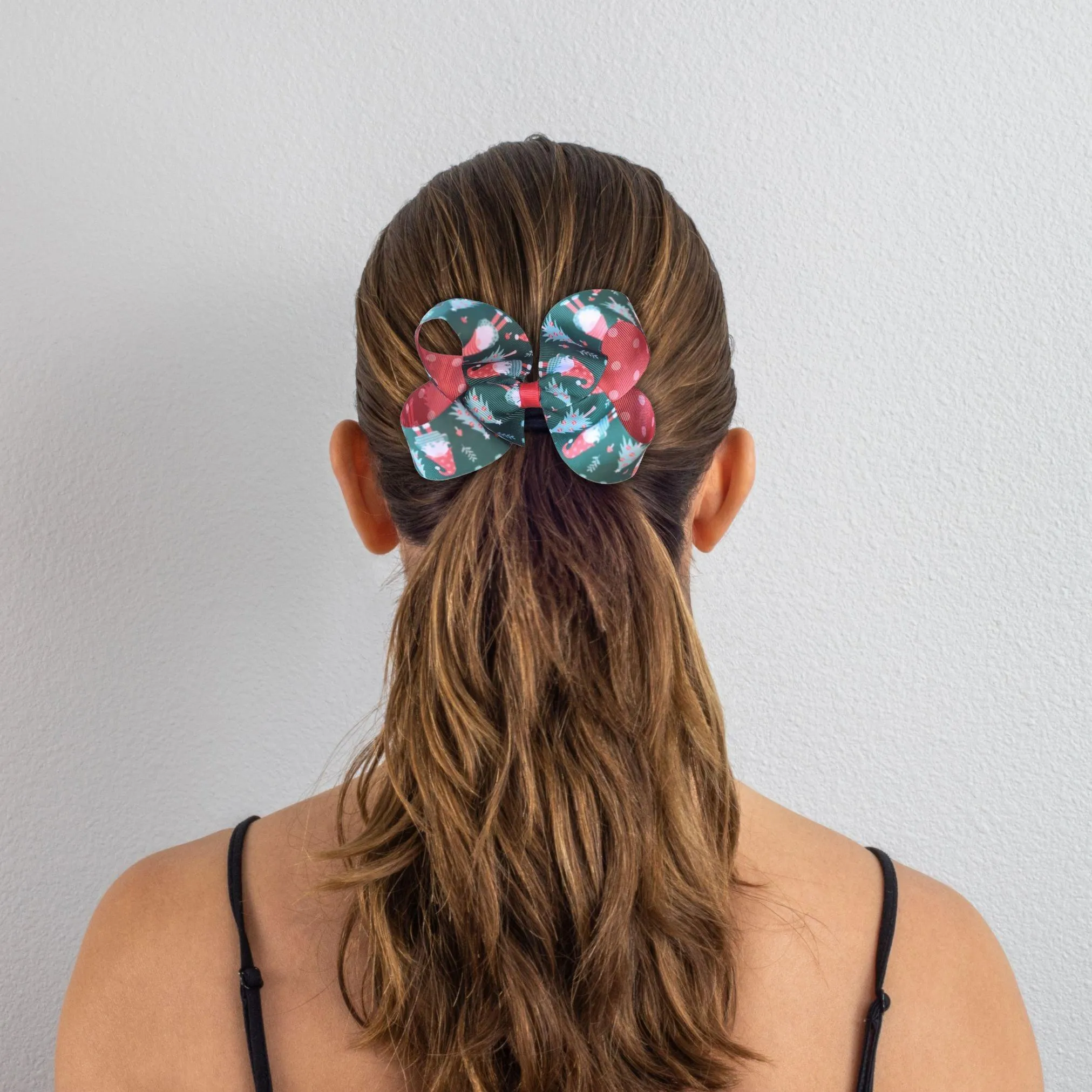Dark Green Gnome Ribbon Hair Bow