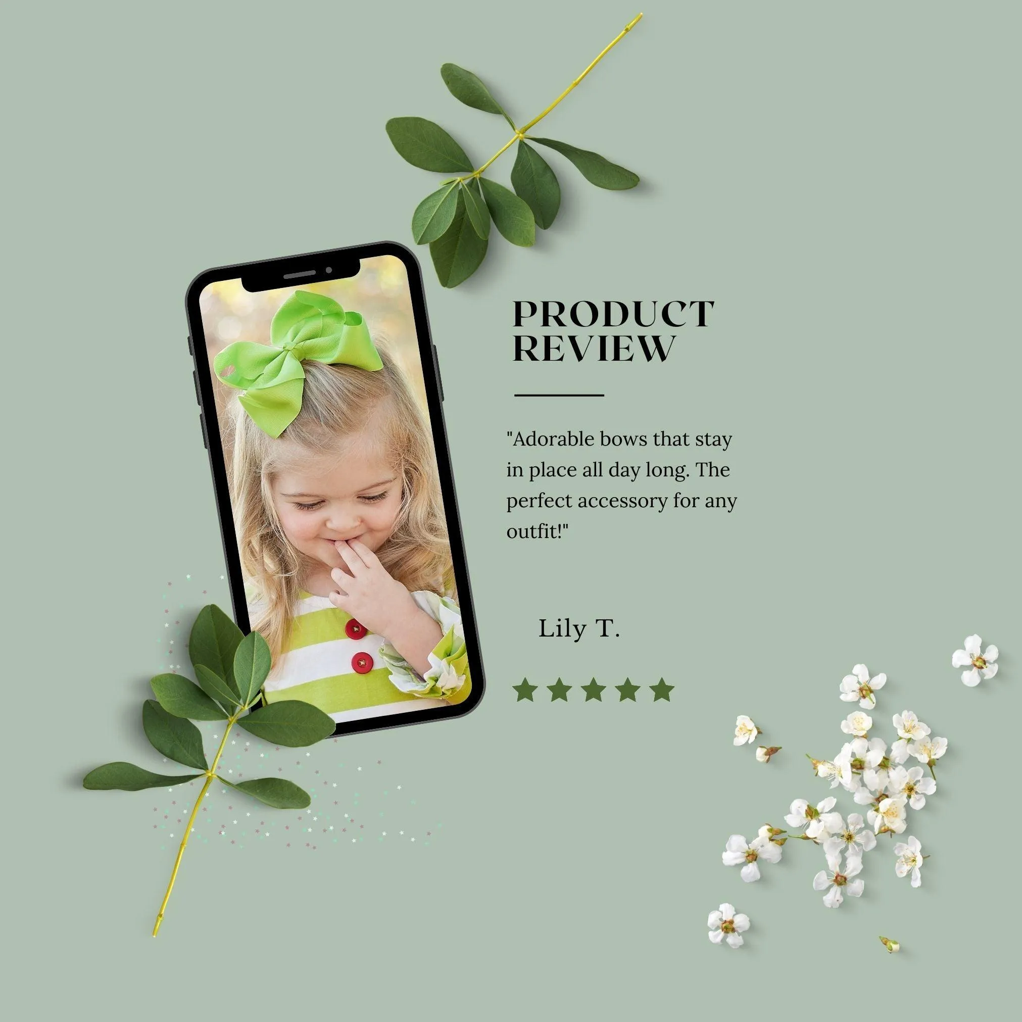 Dark Green Gnome Ribbon Hair Bow
