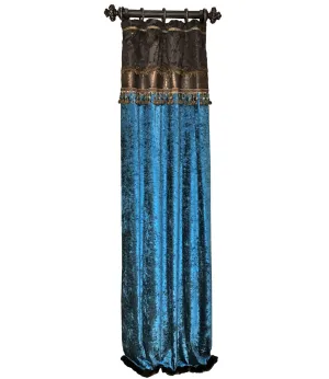 Decorative Curtain Panel Style #7 Chocolate Brown and Turquoise Velvet