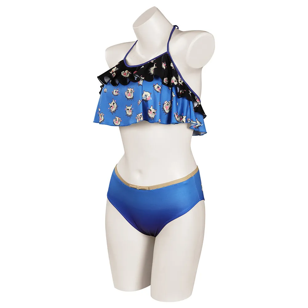 Demon Slayer Hashibira Inosuke Cosplay Costume Sexy Two-pieces Swimsuit Outfits Halloween Carnival Suit