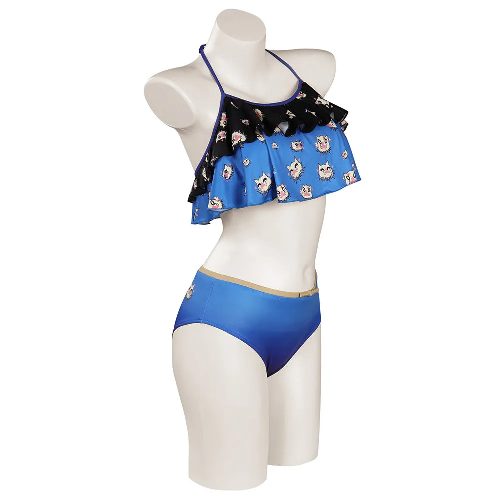 Demon Slayer Hashibira Inosuke Cosplay Costume Sexy Two-pieces Swimsuit Outfits Halloween Carnival Suit