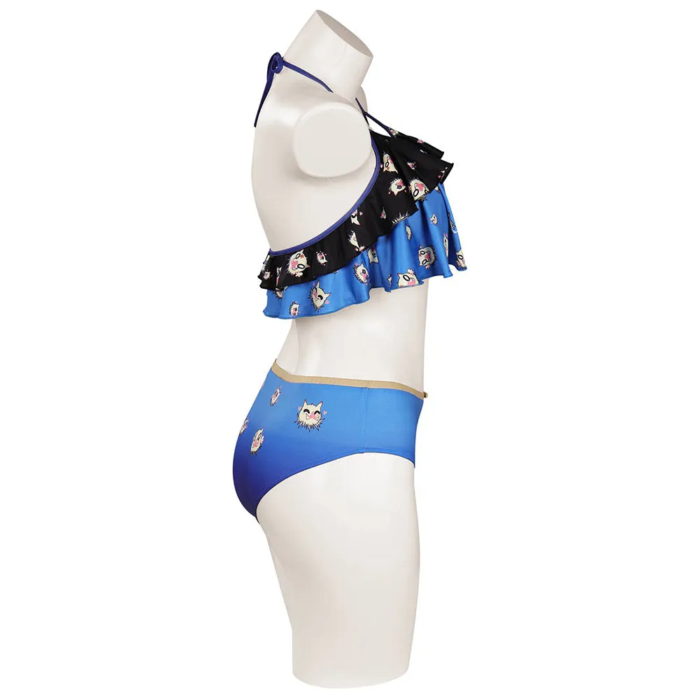 Demon Slayer Hashibira Inosuke Cosplay Costume Sexy Two-pieces Swimsuit Outfits Halloween Carnival Suit