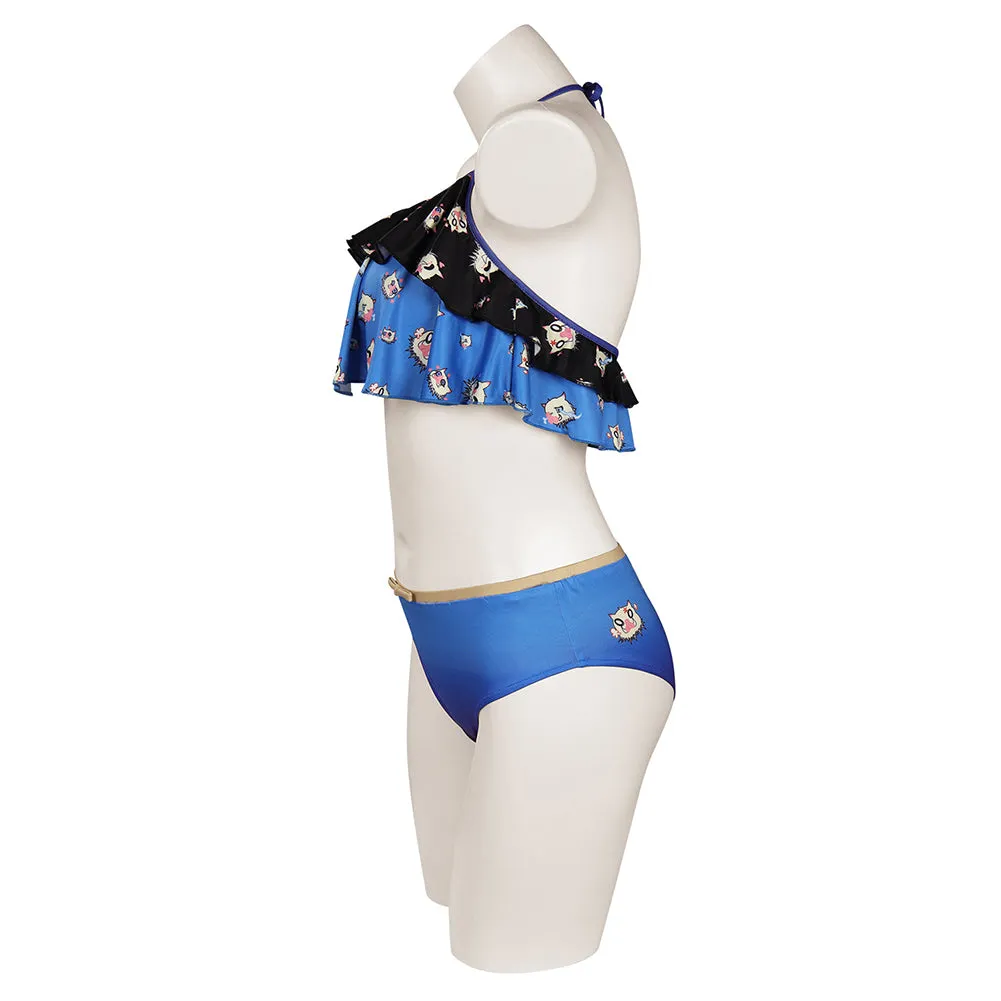 Demon Slayer Hashibira Inosuke Cosplay Costume Sexy Two-pieces Swimsuit Outfits Halloween Carnival Suit
