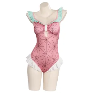 Demon Slayer Kamado Nezuko Bodysuit Swimwear Outfits Cosplay Costume Halloween Carnival Suit
