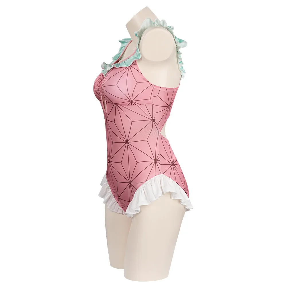 Demon Slayer Kamado Nezuko Bodysuit Swimwear Outfits Cosplay Costume Halloween Carnival Suit