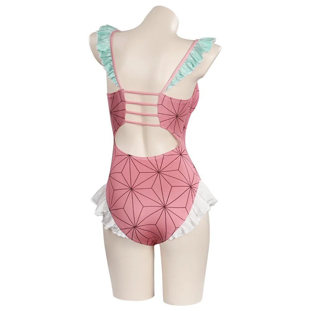 Demon Slayer Kamado Nezuko Bodysuit Swimwear Outfits Cosplay Costume Halloween Carnival Suit