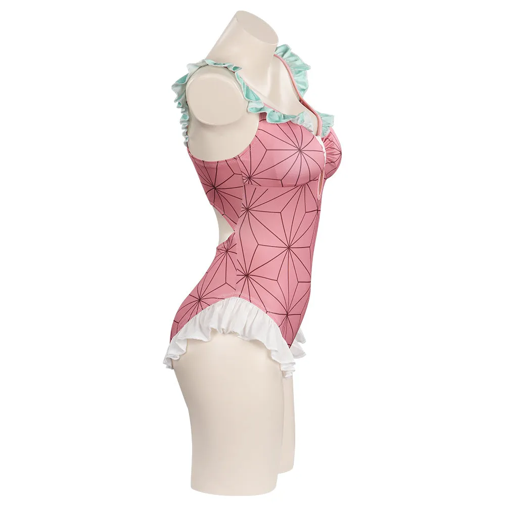 Demon Slayer Kamado Nezuko Bodysuit Swimwear Outfits Cosplay Costume Halloween Carnival Suit
