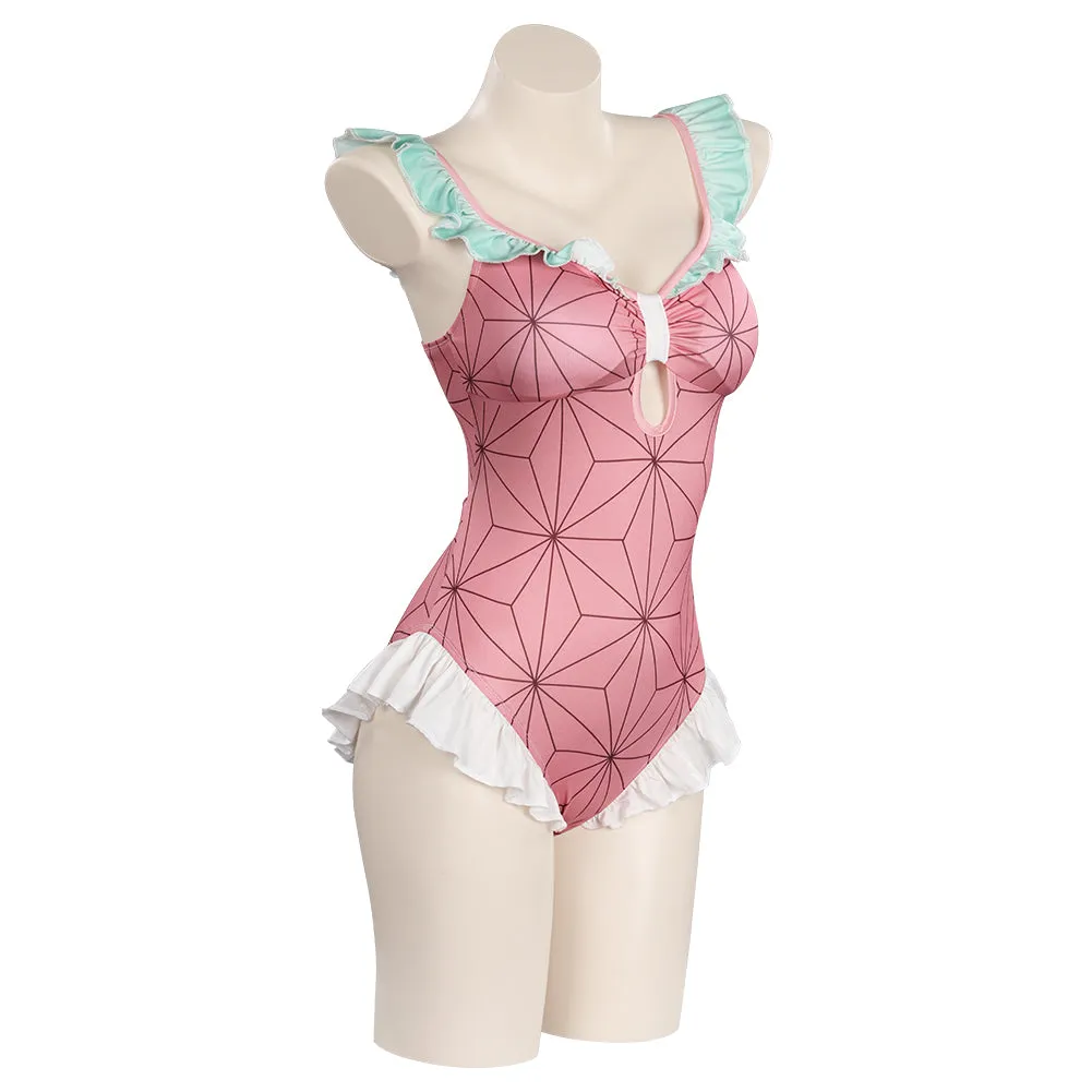 Demon Slayer Kamado Nezuko Bodysuit Swimwear Outfits Cosplay Costume Halloween Carnival Suit