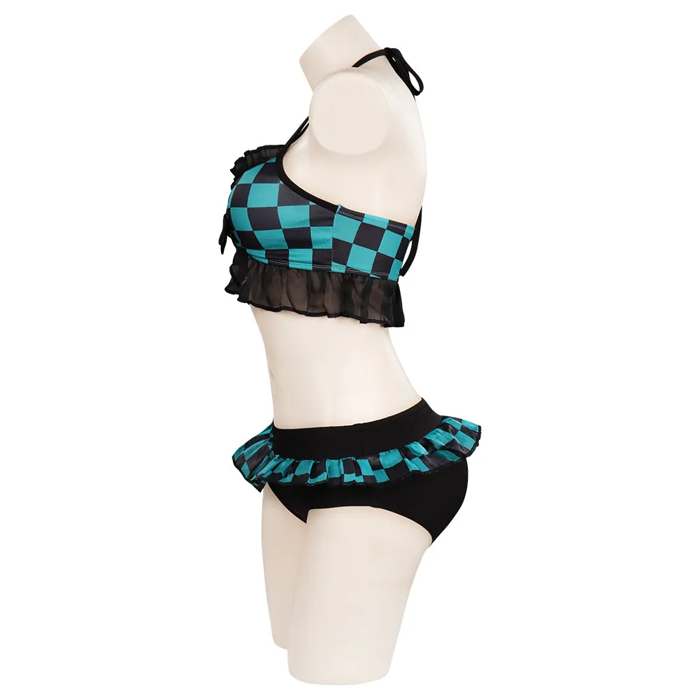 Demon Slayer Kamado Tanjirou Cosplay Costume Swimwear Outfits Halloween Carnival Suit