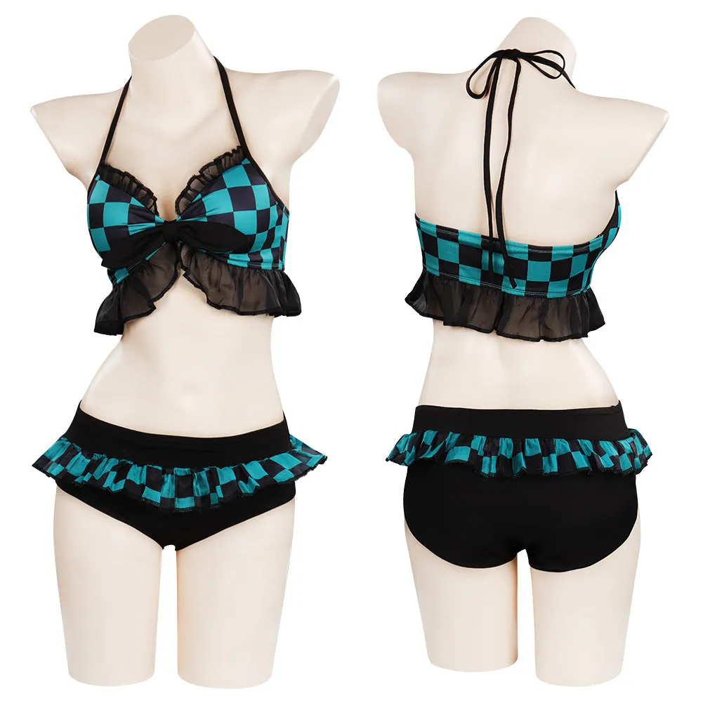 Demon Slayer Kamado Tanjirou Cosplay Costume Swimwear Outfits Halloween Carnival Suit