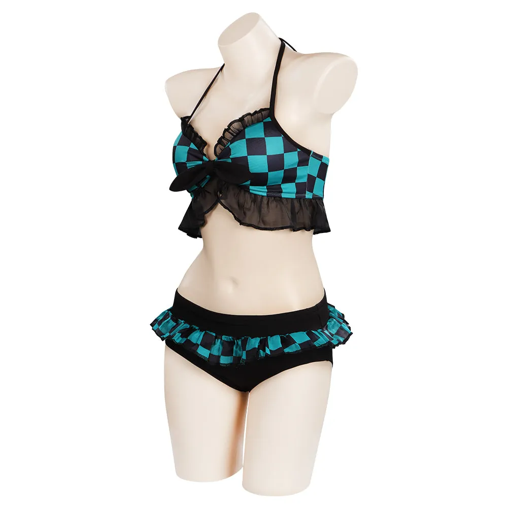 Demon Slayer Kamado Tanjirou Cosplay Costume Swimwear Outfits Halloween Carnival Suit