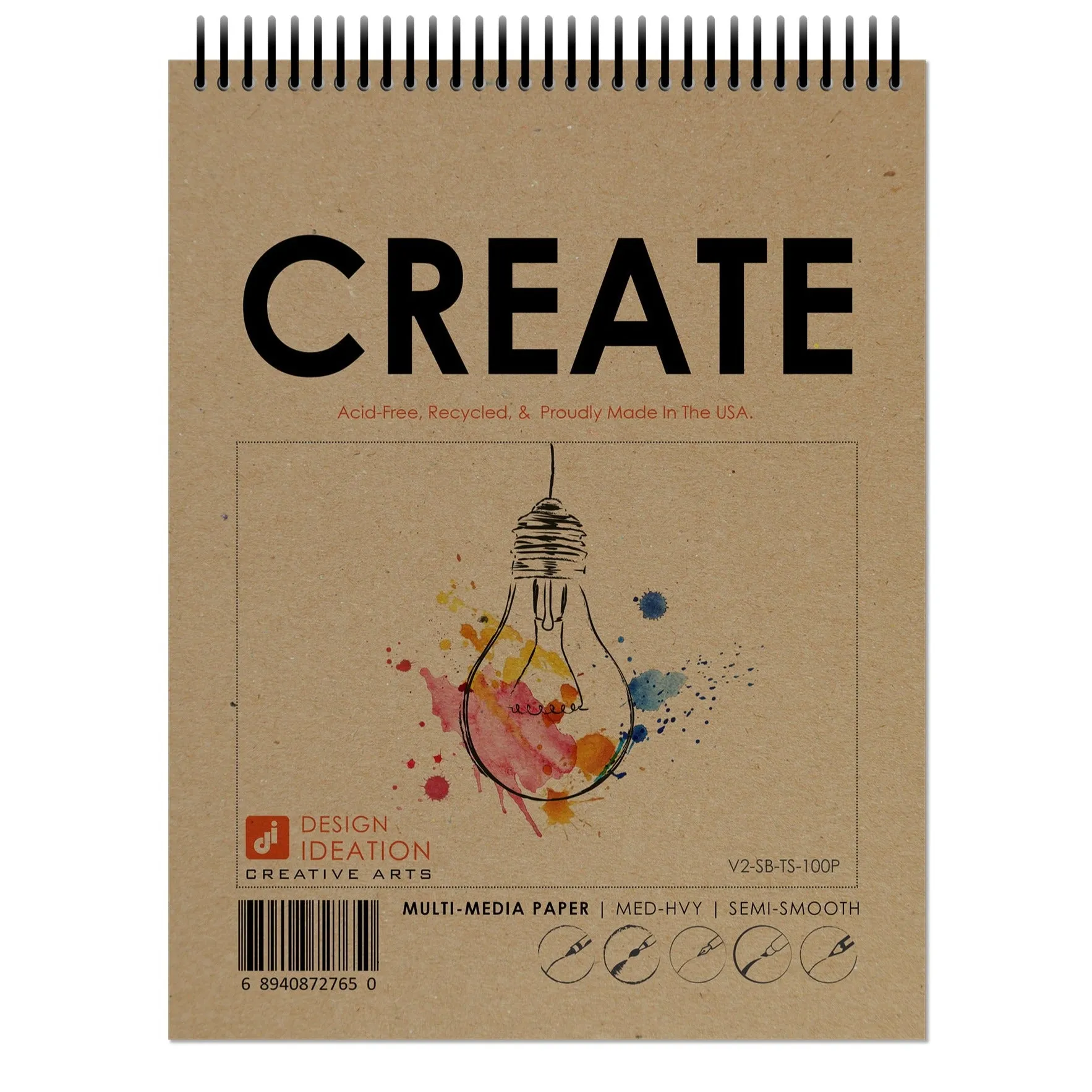 Design Ideation CREATE. Spiral Bound Sketchbook. Left Spine. Multi-Media. (8.5" x 11") SB-50100-LS