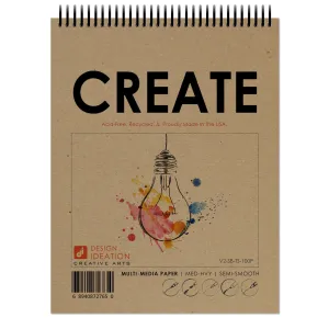 Design Ideation CREATE. Spiral Bound Sketchbook. Left Spine. Multi-Media. (8.5" x 11") SB-50100-LS