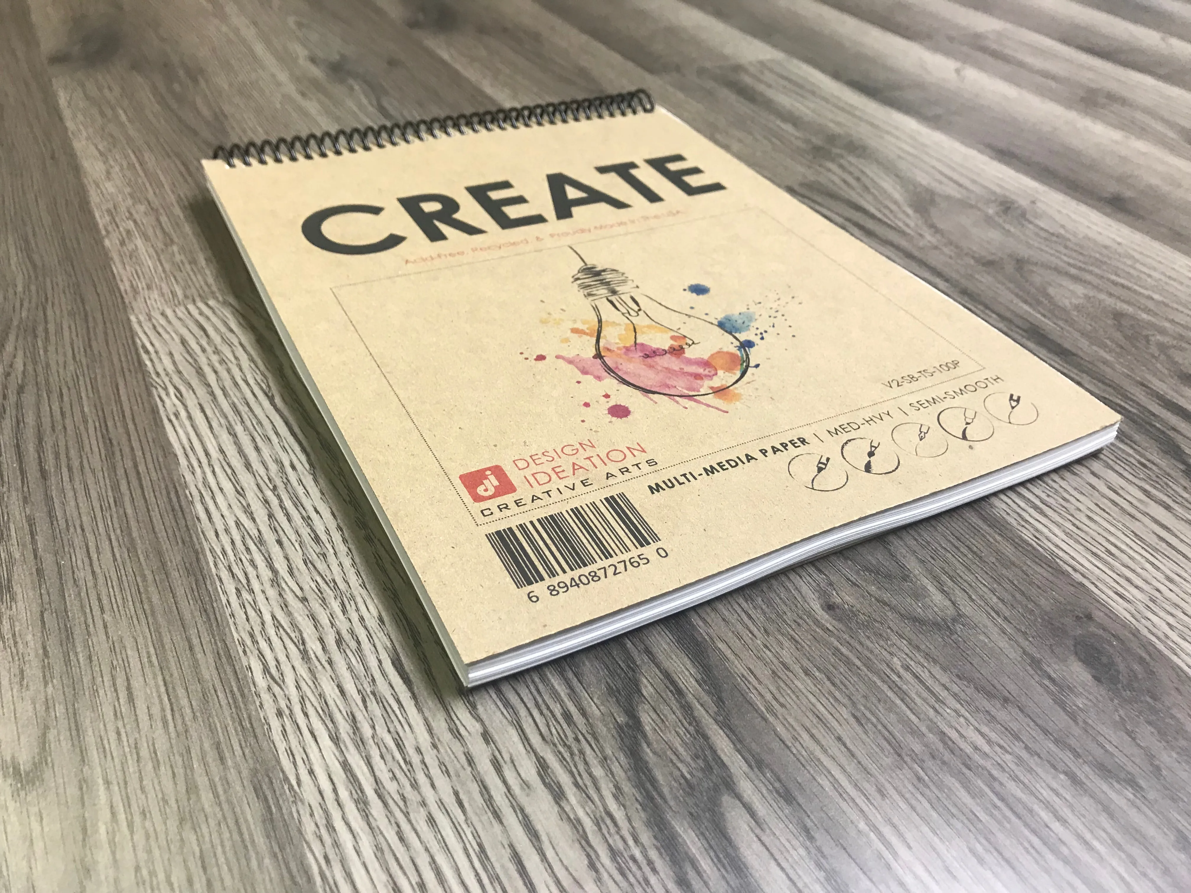 Design Ideation CREATE. Spiral Bound Sketchbook. Left Spine. Multi-Media. (8.5" x 11") SB-50100-LS