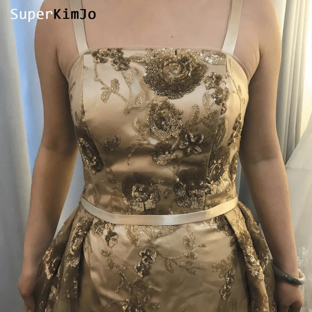 detachable skirt evening dresses long gold sequin elegant appliqué evening gown 2020 vestido de Longo