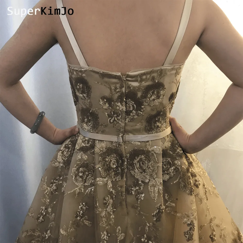 detachable skirt evening dresses long gold sequin elegant appliqué evening gown 2020 vestido de Longo