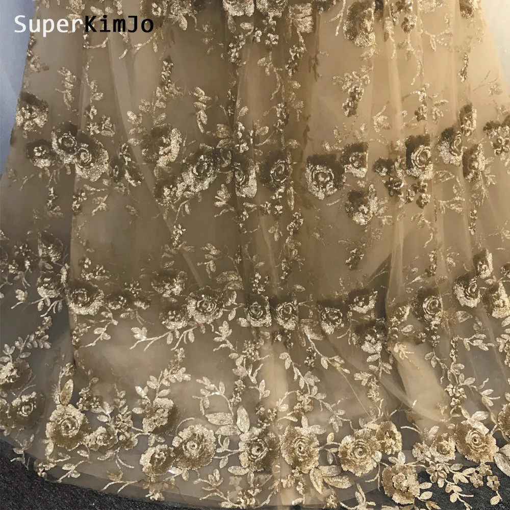 detachable skirt evening dresses long gold sequin elegant appliqué evening gown 2020 vestido de Longo