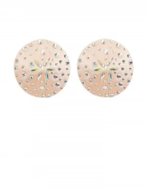 Diamante Satin Classic Pastie - Silver/Vintage Peach