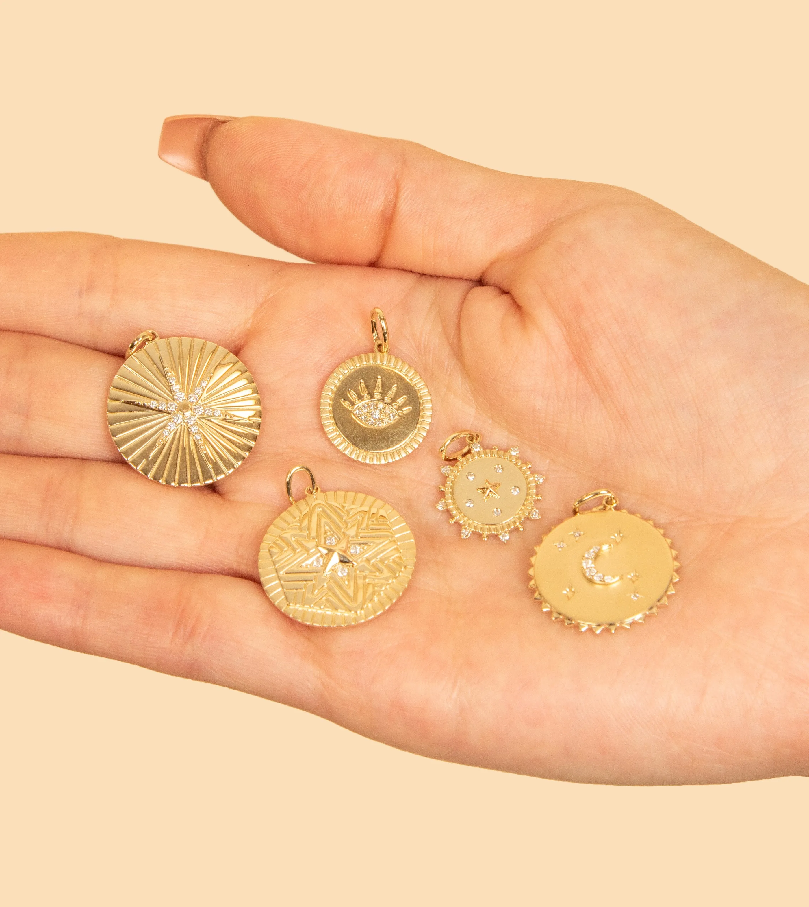 Diamond Celestial Medallion Disc Necklace