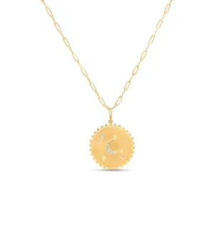 Diamond Celestial Medallion Disc Necklace