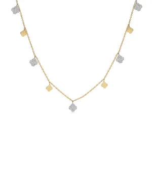 Diamond Clover Charm Long Necklace