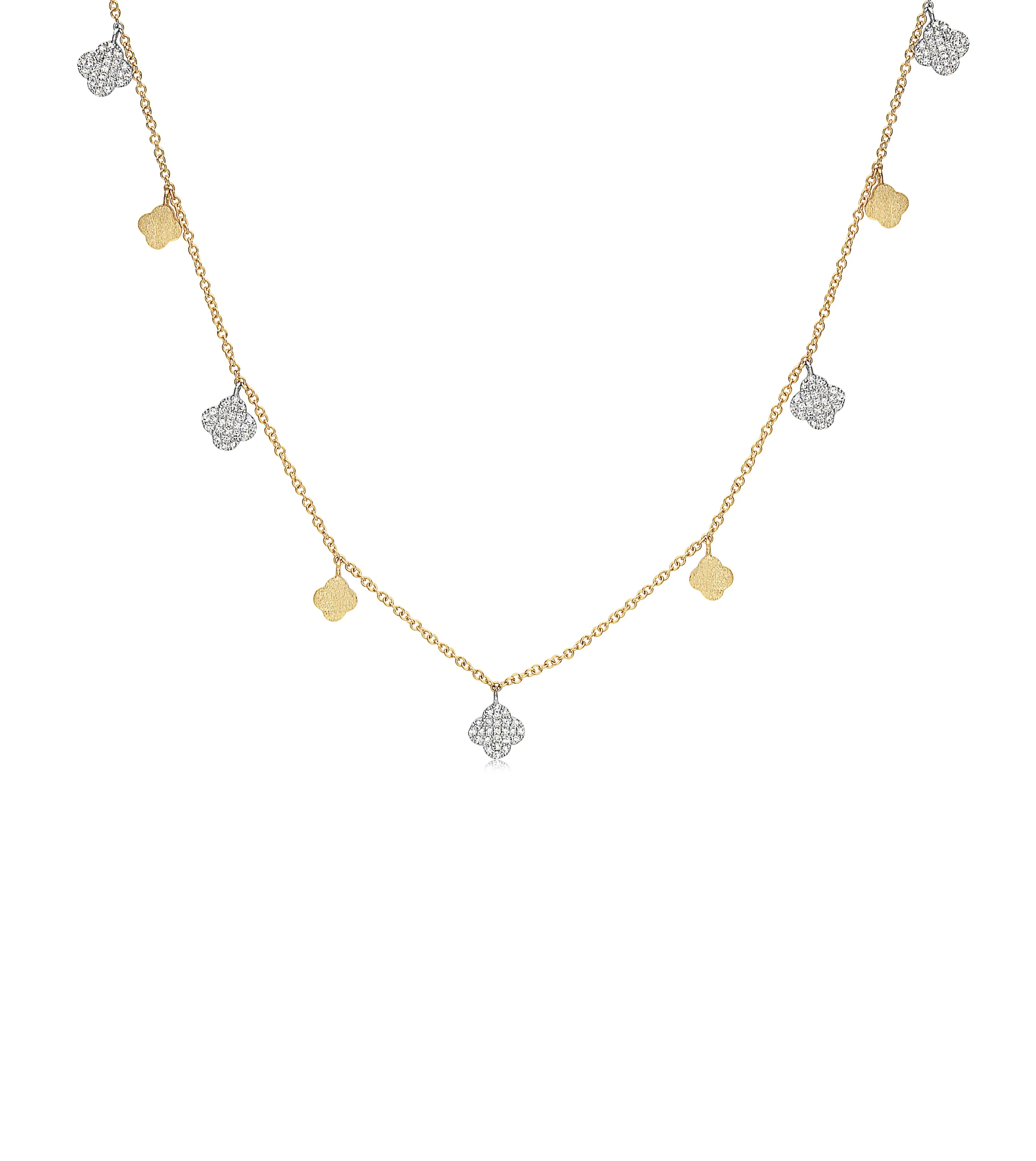 Diamond Clover Charm Long Necklace