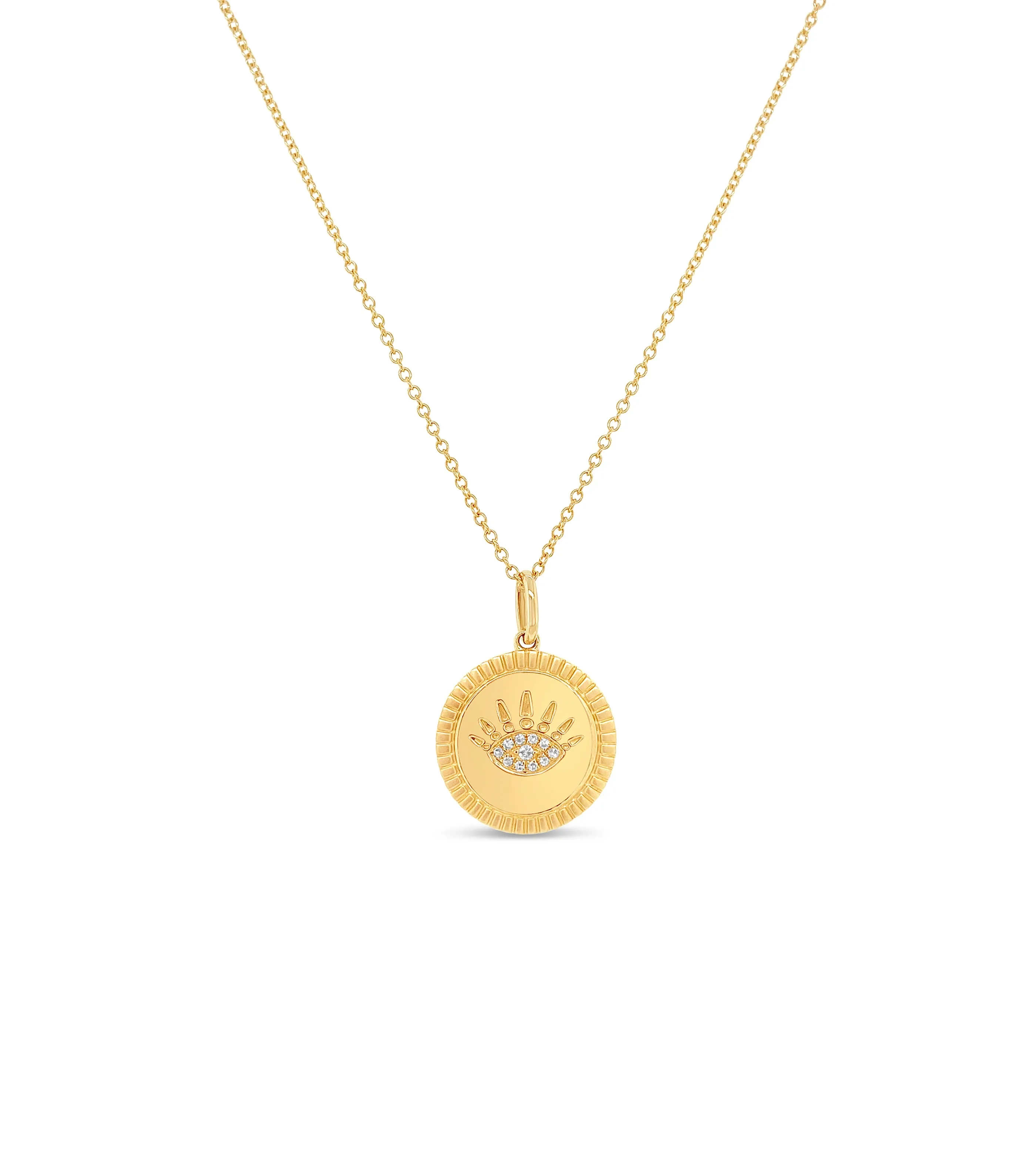 Diamond Eye Medallion Disc Necklace