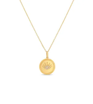 Diamond Eye Medallion Disc Necklace